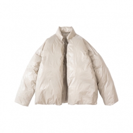 Cotton jacket solid color simple warm thick profile round neck coat
